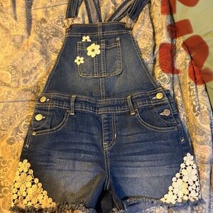 Denim Floral Kids Overalls